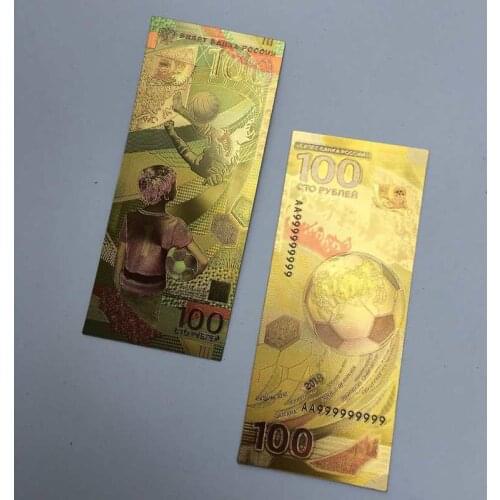 2018 Russia World Cup 100 Rubles Tickets Gold Foil Collection Banknote