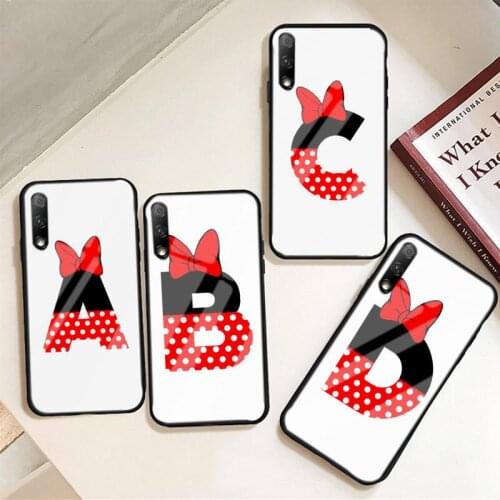 Cute Cartoon Bow Letters Phone Case For Huawei P9 10 20pro 30lite Mate 9 10lite 20pro Honor 7A 8X 9 Nova3i 5ipro Tempered Glass