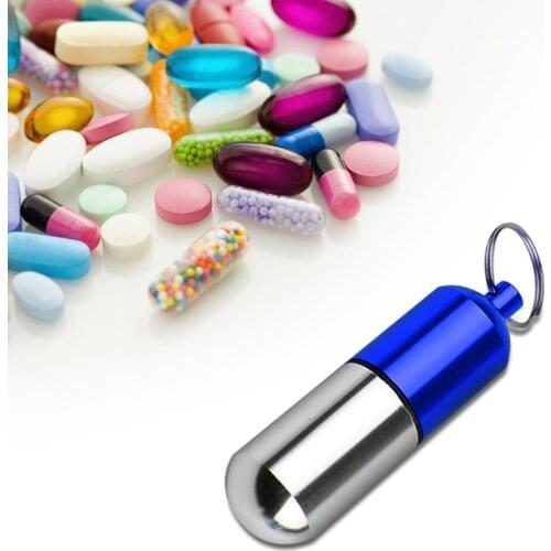 Mini Pill Box Portable Emergency Regular Pills Storage Case Waterproof Aluminum Container Pill Container Key Ring
