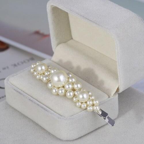 Fashion flower hairpin texture woven white pearl fringe clip