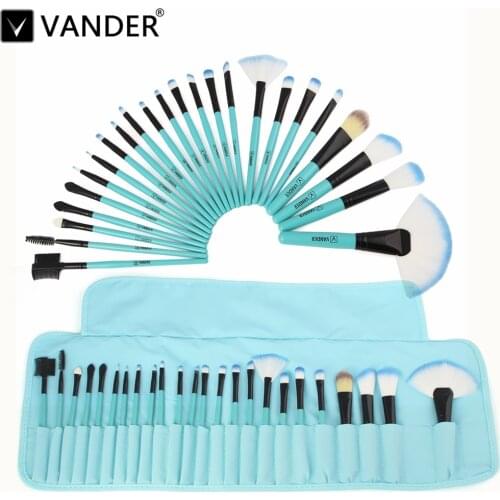 Vander Pro Makeup Brushing Brushes Set 24pcs/lot Blue Pinsel Cosmetic Foundation Powder Blush Eyeliner Blending Brushes w/Bag