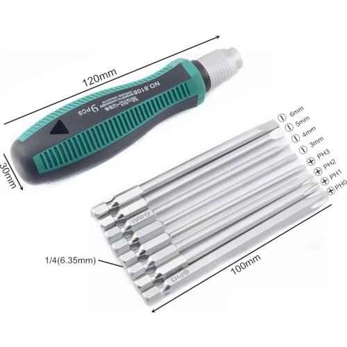 9Pcs/set Precision Screwdriver Set 1/4"/6.35mm Phillips/Slotted Bits With Magnetic Multitool Home Appliances Repair Hand Tools