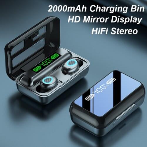 TWS Bluetooth Earphones 2000mAh LED Display Charging Box HiFi Stereo Wireless Headphones Sports Earbuds Headsets With Microphone