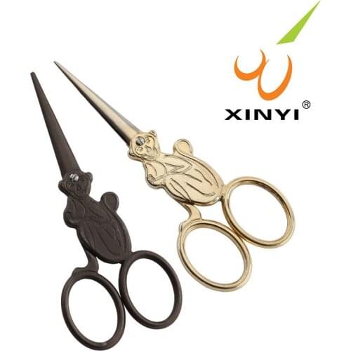 Monkey Type Scissorstitanium-plated Retro Scissors Embroidered Hand-cut Mini Scissors Nose Hair Eyelash Barber Scissors