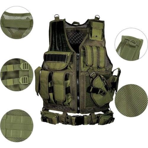 Mounchain Hunting Vest 600D Oxford Tactical Swat Black Combat Vest Special Force Military Hunting shooting Gear with Holster