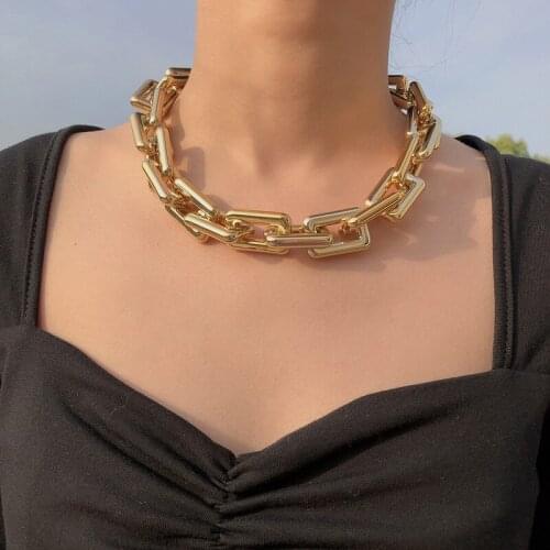 Origin Summer Minimalist Exaggerated Gold Color Chain Necklaces for Women Female Alloy Punk Chokers Necklace Statement Jewelry