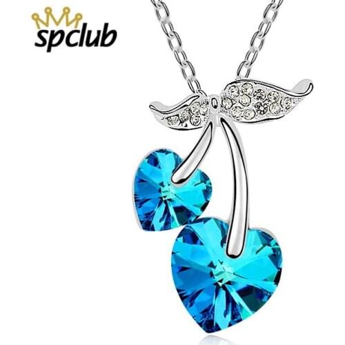 Heart Fruit Necklace Pendant Crystals from Swarovski Frame Romantic Love Vintage Necklace Women Fashion Jewelry Best Christmas