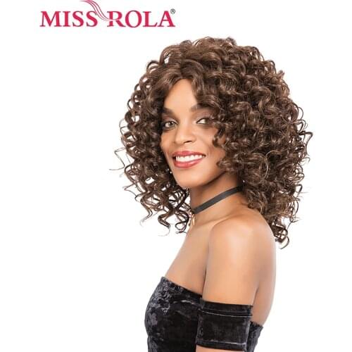 Miss Rola Short Synthetic Hair Wigs 2-13Inch Kanekalon Lace Frontal Wig Heat Resistant Fibre 4/30# Curly Women Wigs