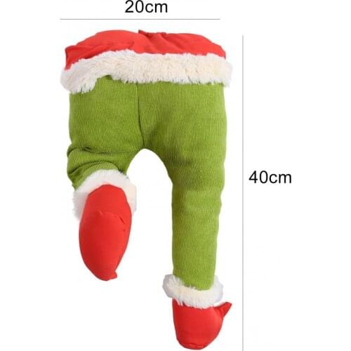 Christmas Santa Artificial Leg Pendent Doll Home Door Xmas Tree Party Prop Decor