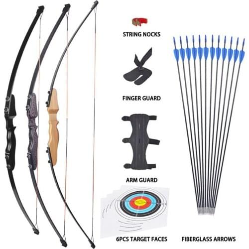 Archery Takedown Recurve Bow & 12pcs Arrows Set Right Hand for Adult Hunting Training