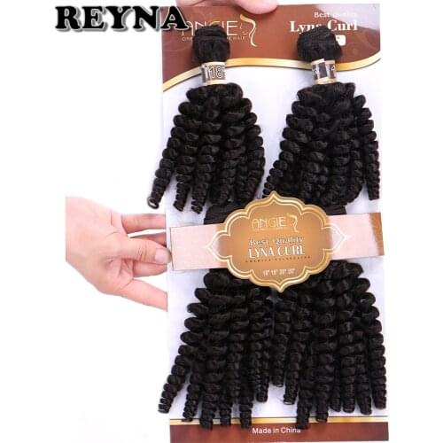REYNA 4 pcs/lot Funmi Black Color Synthetic Hair Extensions Curly Heat Resistant Hair bundles Weave for women