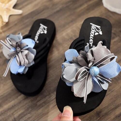 Girl Bow Summer Sandals Slipper Indoor Outdoor Flip-flops Beach Shoes child Pearl Fashion Slippers Ladies Flats Shoes s634