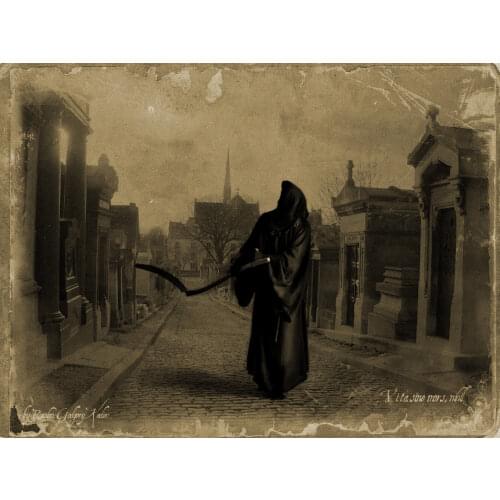 Grim Reaper Walking the Streets Art print Silk poster Home Wall Decor