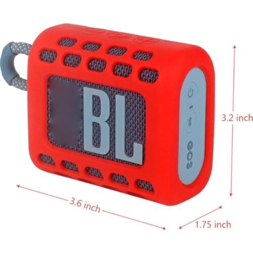 Silicone Protective Skin Case Cover Carabiner for -JBL GO 3 Bluetooth Speaker 24BB