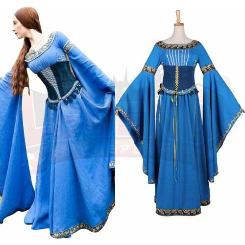 Blue medieval victorian Dress "Lady of the Lake" medieval dress cosplay costume custom made