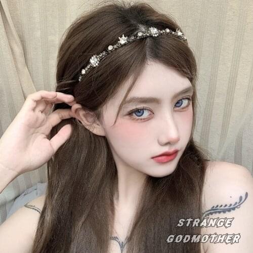 Rhinestone headband female Korean headband headdress son is super fairy pearl hair card diamond hair decoration