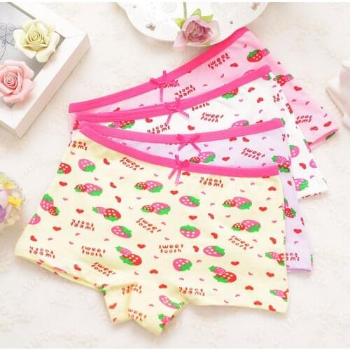 Girl panties girls underwear 4pcs Print lattice cotton candy young girl Teenagers briefs ladie