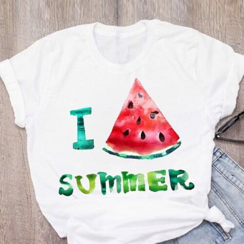 2021 New Women T-shirt Graphic Watermelon Pineapple Printed Fruit Short Sleeve T-shirts Summer Lady Tops Female T-shirts Clothes