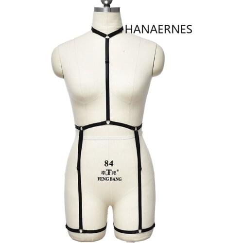 Womens Fashion Sexy Lingerie Gothic Halter Body Harness Caged Bra Crop Top Strappy Female Gothic Punk Adjustable Underwear Set