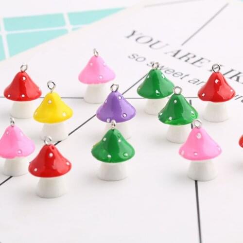 10pcs/lot Cute 3D Colorful Mushroom Resin Charms Pendants For Earring Bracelet Necklace Making DIY Fashion Jewelry Accessories