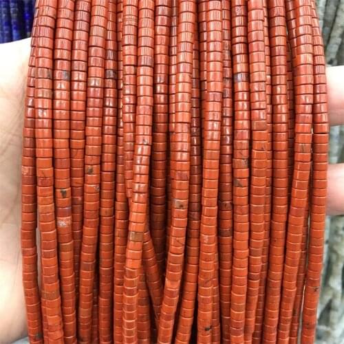 2*4MM Heishi Red Brecciated Jasper Gemstone Small Natural Stone Rondelle Disc Seed Spacer Little Bead for Jewelry Bracelet Diy
