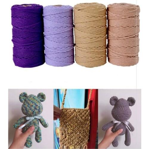 3mm 100% Cotton Macrame Cord Colorful Cord Rope Twisted Macrame String DIY Home Textile Wedding Decorative Tapestry Art 110yards