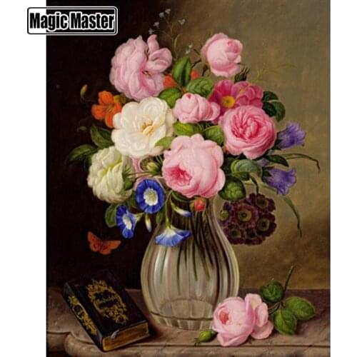 5D DIY Diamond Painting flower Pictures Of Rhinestones Full circular Diamond Diamond Embroidery Home Decor