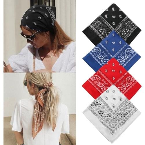 Fashion Hip Hop Bandana Square Scarf 60cmx60cm Black Red Paisley Headband Printed For Women/Men/Boys/Girls