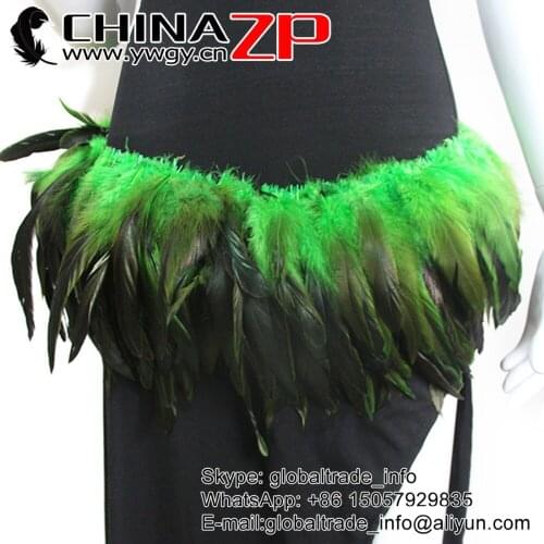 CHINAZP Factory 6-8 Inch 800pieces/bundle Dyed Kelly Green Half Bronze Rooster Strip Coque Tail Strung Feathers