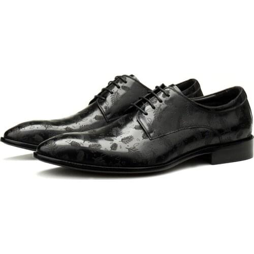 Large Size EUR45 Black Business Dress Shoes Genuine Leather Wedding Shoes Mens Formal Shoes