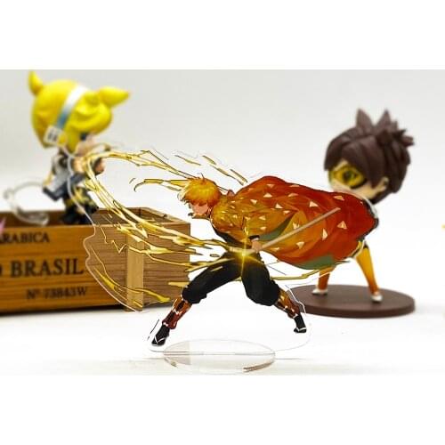 Demon Slayer Kimetsu no Yaiba Zenitsu battling HF acrylic stand figure model plate holder cake topper anime toy