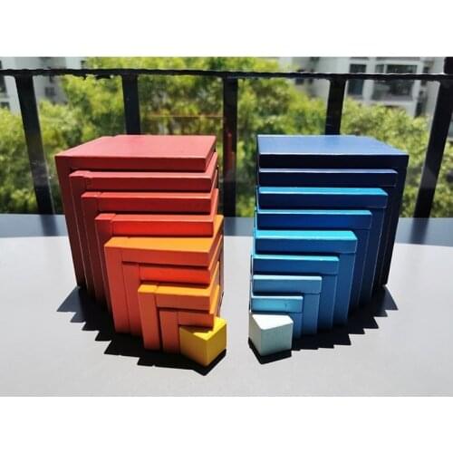Baby Wooden Toys Rainbow Stacking Cubic Blocks / Kids Creative Wooden Cube Blocks Montessori Toy Gift