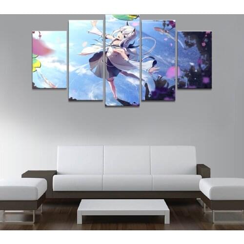 Home Decor Poster HD Pictures Prints Canvas 5 Piece Modular A Girl Dancing on the Water Anime Living Room Decorative Painting