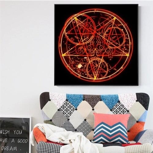 Doom Pentagram Magic Circle Cartoon Wall Art Decor Posters And Prints Abstract Canvas Art Anime Painting Picture For Living Room