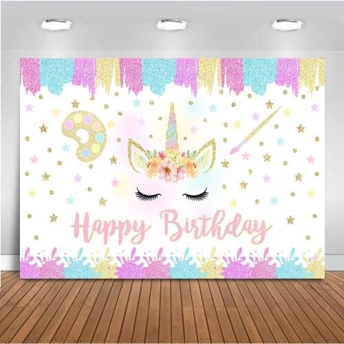 Unicorn Party Backdrop Colorful Dream Art Painting Birthday Photography Baby Shower Decoration Photo Backdrops for Event Banner