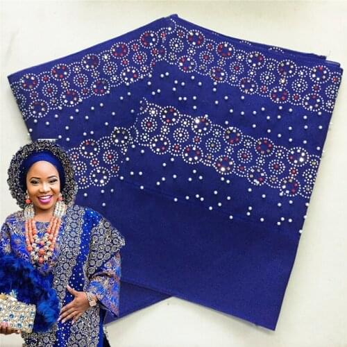 ASO OKE Heavy Quality Plain Color With Many Stones And Beads 2Pcs/Bag Free Shipping Nigeria Hijab Aso Oke Headtie 40