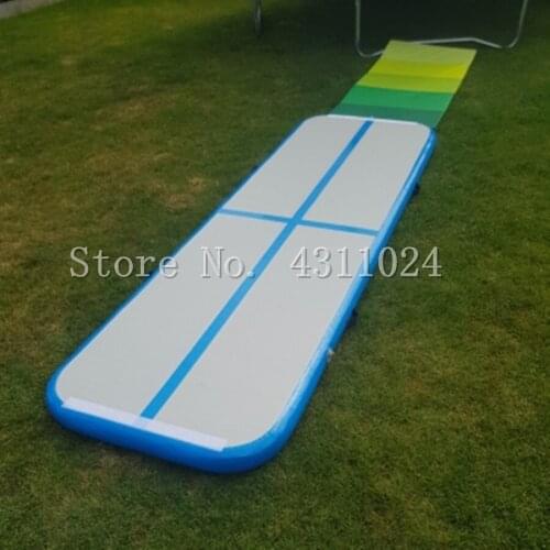 Good Quality 4x1x0.1m Blue Inflatable Air Track Gymnastic Air Mat Tumbling Inflatable Airtrack With Free One Pump