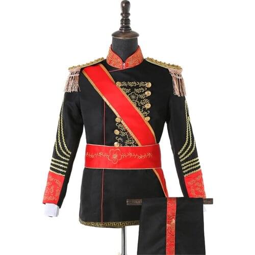 European Court Prince Costumes 18s Renaissance General Cosplay Vintage Honor Guard Dress Embroidery Epaulets Mens Uniform