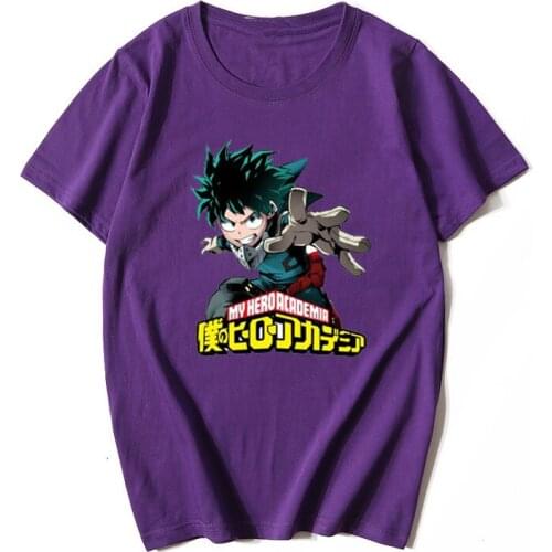 Summer Cartoon Anime My Hero Academia Deku T Shirt Custom logo Short Sleeve T-Shirt Women Men Harajuku Midoriya Izuku Tops