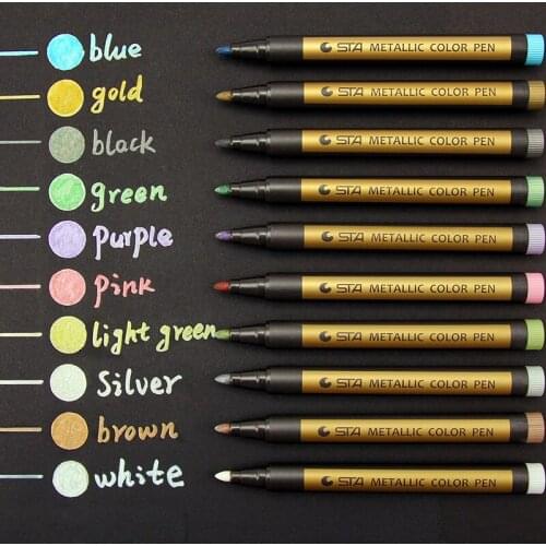 STA 10 Colors Metallic Marker Pen Graffiti Pen Multicolor Para Metal oil White Marker Sharpie Pen For Stationery School Supplies