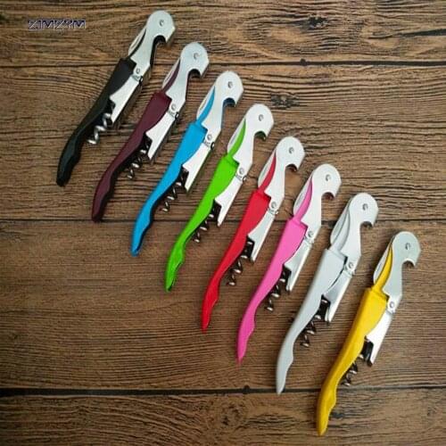 8 Colors Stainless Wine Screw Corkscrew Opener Professional Double Hinge Waiters Wine Bottle Beer Cap Opener Bar Tools With Logo