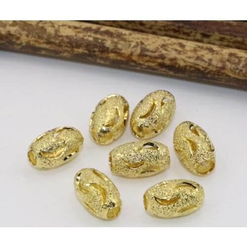 Fashion 10pcs spacers hollow beads gold-color barrel tube shape frost matte hollow accessories 7*11mm elegant findings B2565