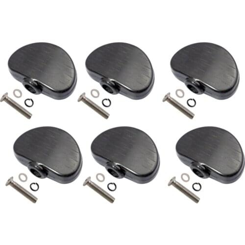 Pack of 6 Universal Guitar Tuner Machine Head Semicircle Buttons Tuning Key Replacement Black, with Screws and Gaskets