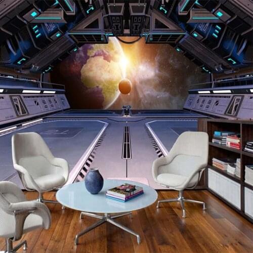 Custom Mural Wallpaper 3D Stereo Spaceship Starry Universe 3D Background Wall Decor Living Room KTV Bar Papel De Parede Frescoes