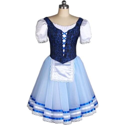 New Coppelia Professional Ballet Long Tutu Dress Blue Giselle Ballet Stage Costume Nutcracker Classical Ballet Tutu Skirt Custom