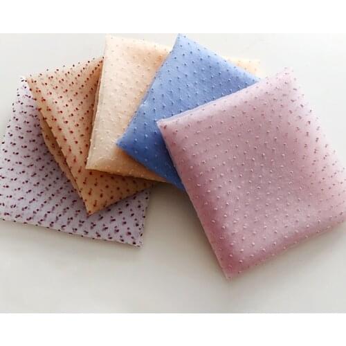 New Seersucker Dot Embroidery Mesh Lace Fabric Tulle For Puff Skirt Shirt Clothing Handmade Diy Cloth