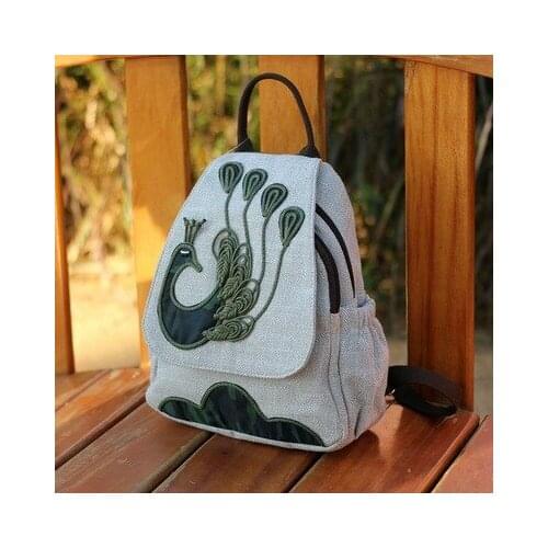 New Coming national animal string appliques small shopping backrack!Nice bohemian prints cover backpacks Top canvas backruck