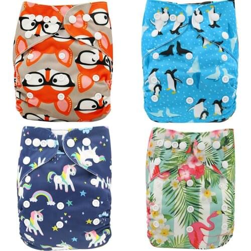 Ohbabyka Baby Cloth Diapers Reusable Nappies Character Unisex Baby Care Pants Waterproof Pocket Cloth Diaper Baby Shower Gifts
