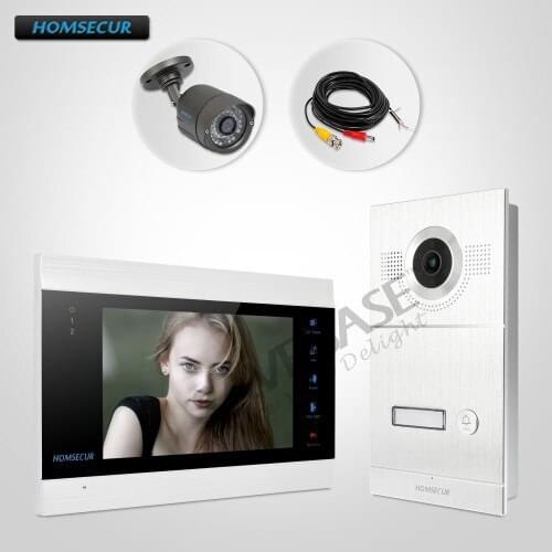 HOMSECUR 7" Wired Hands-free Video&Audio Smart Doorbell 1.3MP with Silver Camera (BC121HD-1S +BM705HD-B)