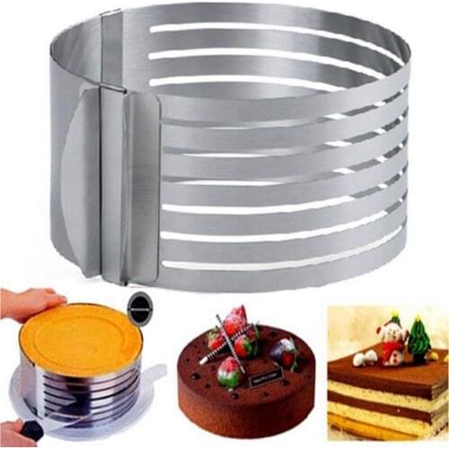 Adjustable Round Stainless Steel Pastry tools Mousse Cake Ring Mold Layer Slicer Cutter DIY Cake Mold Backing Mold